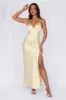 HELLO MOLLY The Sophia Satin Maxi Dress Yellow sold by Hello Molly