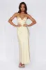 HELLO MOLLY The Sophia Satin Maxi Dress Yellow sold by Hello Molly