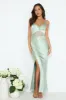 Dripping Luxe Satin Maxi Dress Sage sold by Hello Molly