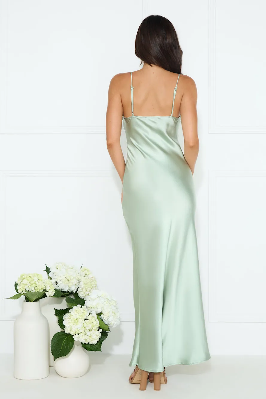 Dripping Luxe Satin Maxi Dress Sage sold by Hello Molly product image thumbnail 5