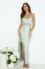 Dripping Luxe Satin Maxi Dress Sage sold by Hello Molly