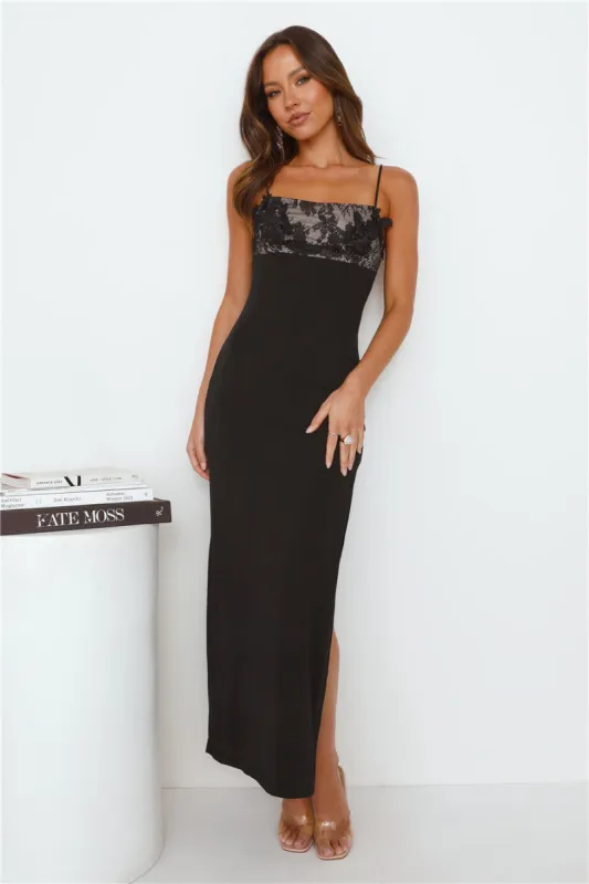 Romance Found Lace Maxi Dress Black sold by Hello Molly