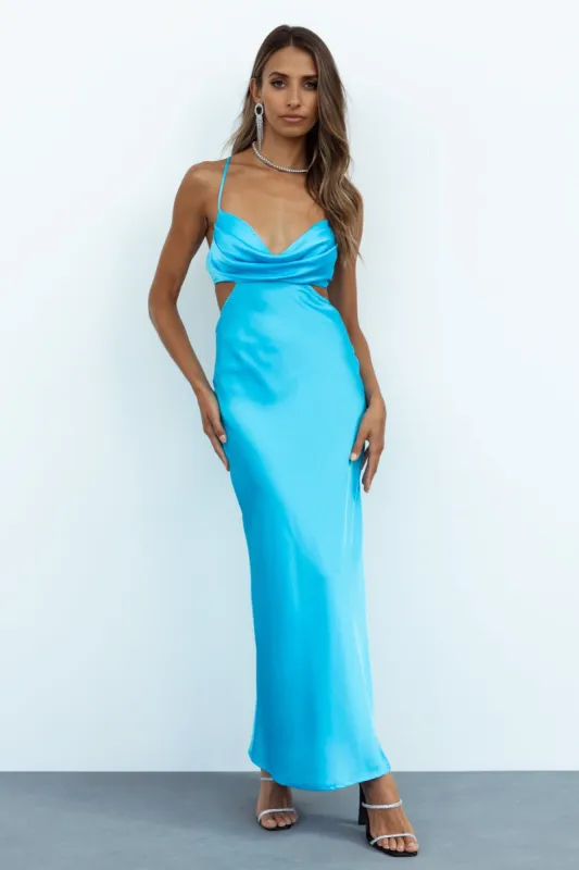 Purely Formed Satin Maxi Dress Blue sold by Hello Molly