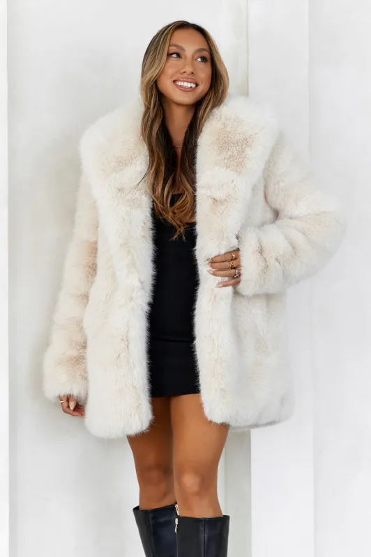 HELLO MOLLY South Pole Faux Fur Coat Beige sold by Hello Molly