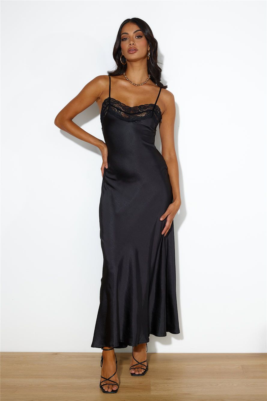 Dreams Of Silk Maxi Dress Black sold by Hello Molly