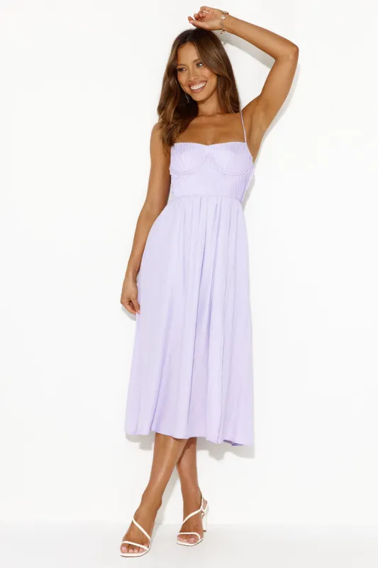 Channeling Moods Midi Dress Lilac sold by Hello Molly