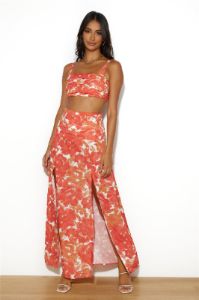 Dancing Under The Glow Maxi Skirt Orange sold by Hello Molly