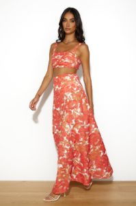 Dancing Under The Glow Maxi Skirt Orange sold by Hello Molly
