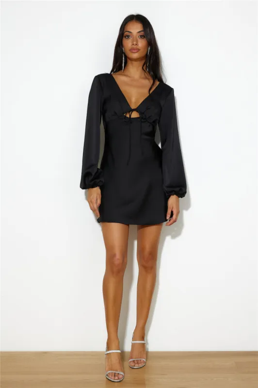 Dream Date Satin Mini Dress Black sold by Hello Molly