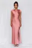 HELLO MOLLY The Valentina Cap Sleeve Satin Maxi Dress Rose sold by Hello Molly