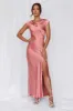 HELLO MOLLY The Valentina Cap Sleeve Satin Maxi Dress Rose sold by Hello Molly
