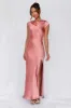 HELLO MOLLY The Valentina Cap Sleeve Satin Maxi Dress Rose sold by Hello Molly