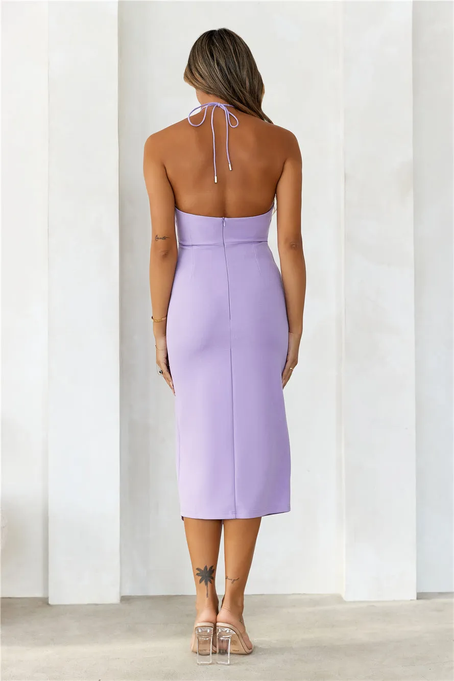 HELLO MOLLY Stolen Attention Halter Midi Dress Lilac sold by Hello Molly product image thumbnail 5