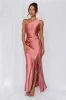 HELLO MOLLY The Aurora One Shoulder Satin Maxi Dress Rose sold by Hello Molly