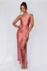 HELLO MOLLY The Aurora One Shoulder Satin Maxi Dress Rose sold by Hello Molly