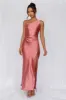 HELLO MOLLY The Aurora One Shoulder Satin Maxi Dress Rose sold by Hello Molly