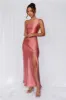 HELLO MOLLY The Aurora One Shoulder Satin Maxi Dress Rose sold by Hello Molly