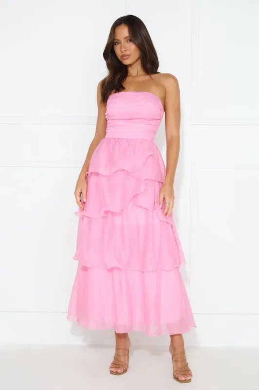 Number One Option Strapless Midi Dress Pink sold by Hello Molly