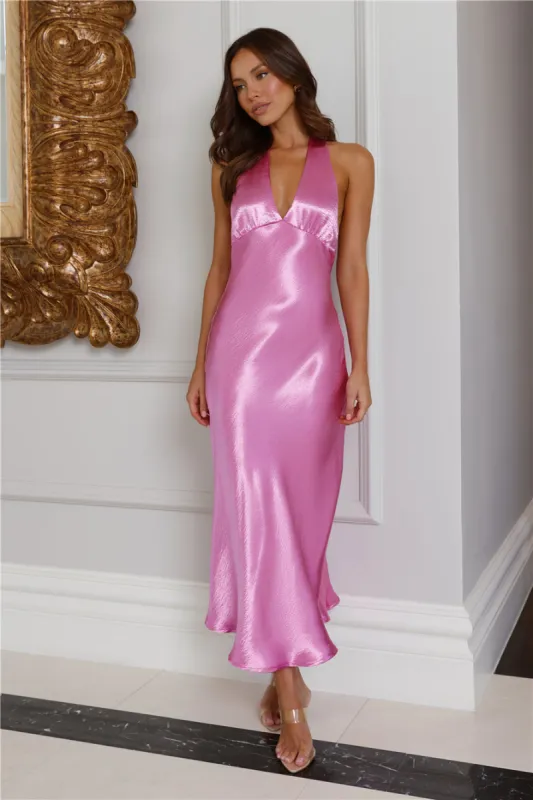 Pippa Satin Halter Midi Dress Purple sold by Hello Molly