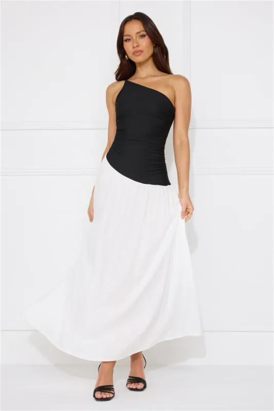 Lavish Hideaway One Shoulder Maxi Dress Black sold by Hello Molly
