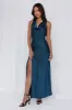 HELLO MOLLY The Loretta Cowl Satin Maxi Dress Teal sold by Hello Molly