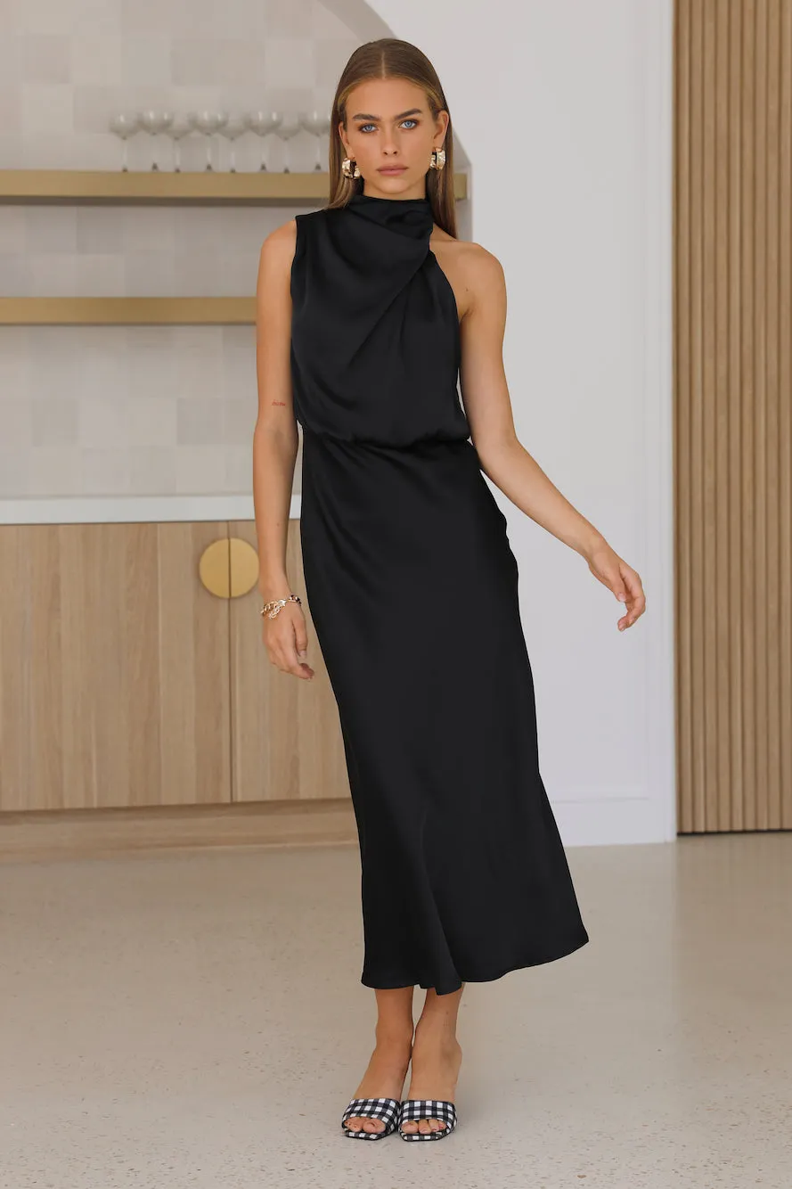 Switch Over Satin Midi Dress Black sold by Hello Molly product image thumbnail 3