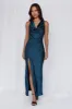 HELLO MOLLY The Loretta Cowl Satin Maxi Dress Teal sold by Hello Molly
