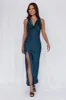 HELLO MOLLY The Loretta Cowl Satin Maxi Dress Teal sold by Hello Molly