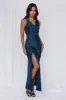 HELLO MOLLY The Loretta Cowl Satin Maxi Dress Teal sold by Hello Molly