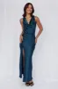 HELLO MOLLY The Loretta Cowl Satin Maxi Dress Teal sold by Hello Molly