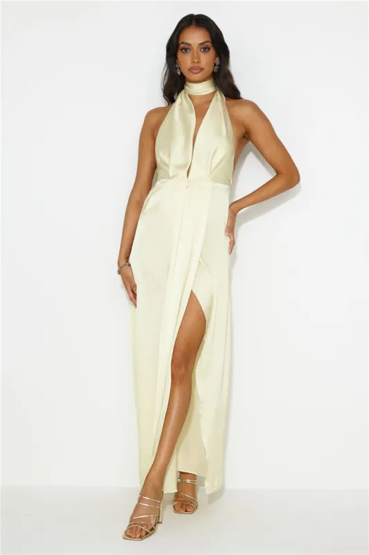 Exciting Event Satin Maxi Dress Yellow sold by Hello Molly