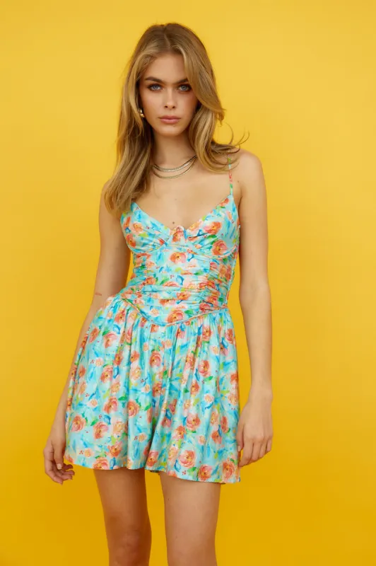Flowery Rd Romper Blue sold by Hello Molly