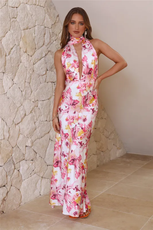 Social Luxury Satin Maxi Dress Floral sold by Hello Molly