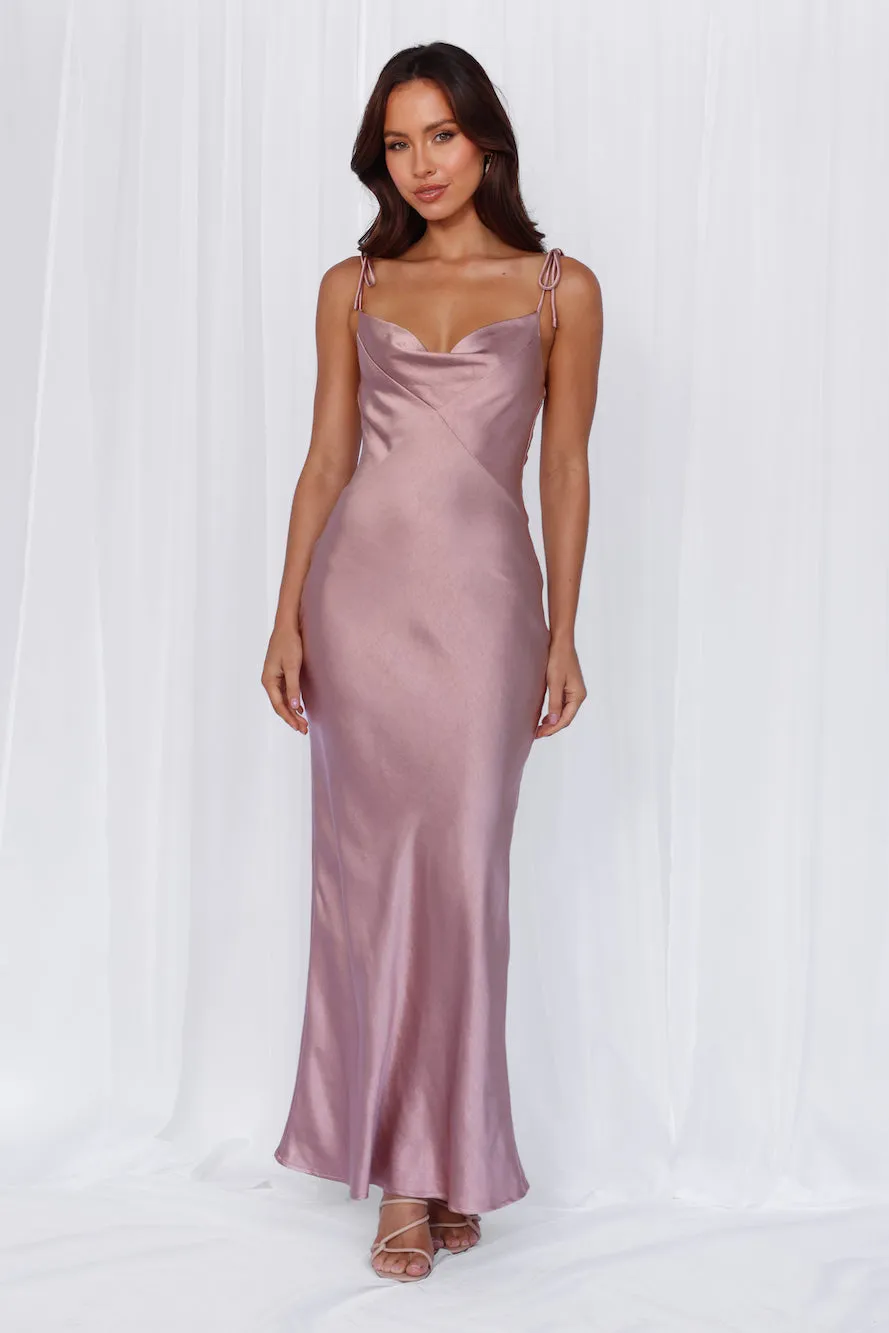 HELLO MOLLY The Penelope Cowl Satin Maxi Dress Dusty Pink sold by Hello Molly product image thumbnail 4