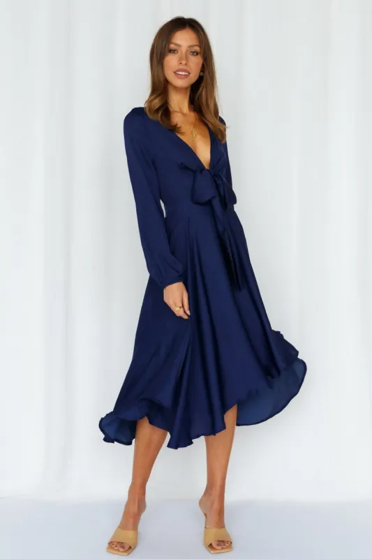 Talk Fast Midi Dress Navy sold by Hello Molly