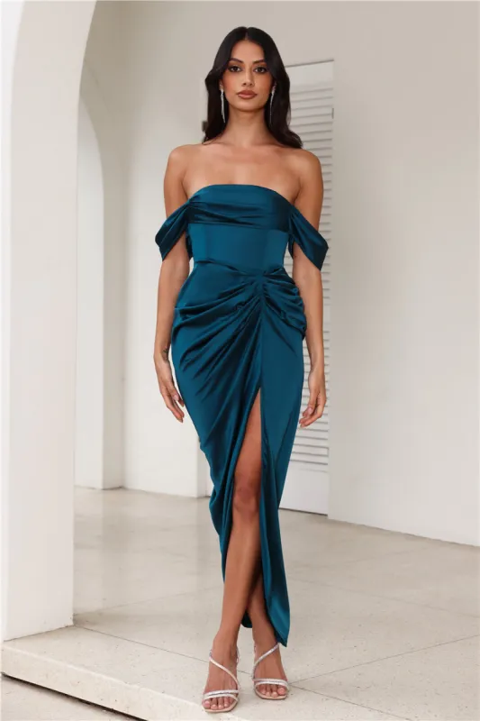 DEAR EMILIA Be Seen Midi Dress Teal sold by Hello Molly