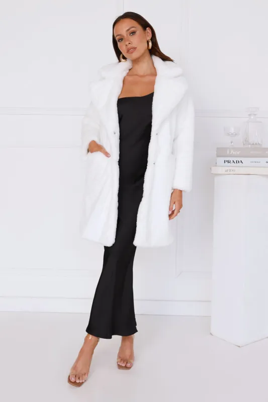 Wintertime Love Faux Fur Coat White sold by Hello Molly