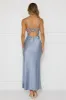 Lovers Engagement Silk Maxi Dress Steel sold by Hello Molly