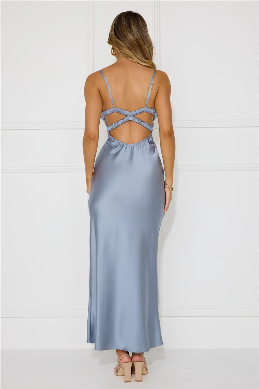 Lovers Engagement Silk Maxi Dress Steel sold by Hello Molly product image thumbnail 5