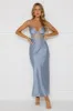Lovers Engagement Silk Maxi Dress Steel sold by Hello Molly