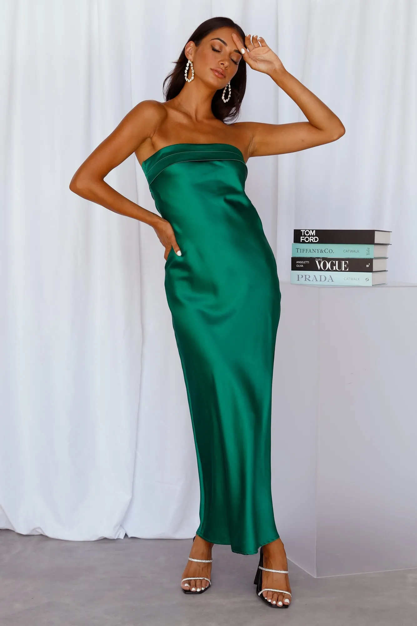 Coolness Calling Satin Maxi Dress Green sold by Hello Molly product image thumbnail 5