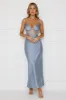 Lovers Engagement Silk Maxi Dress Steel sold by Hello Molly