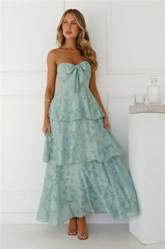 Whimsy In Wonderland Strapless Maxi Dress Sage sold by Hello Molly