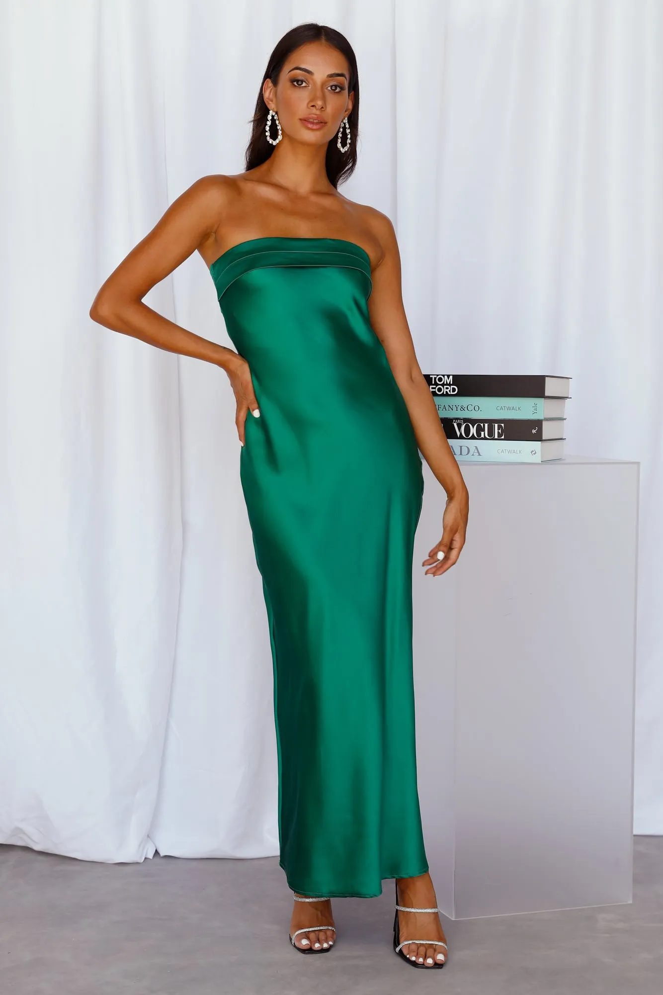 Coolness Calling Satin Maxi Dress Green sold by Hello Molly product image thumbnail 3