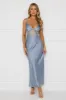 Lovers Engagement Silk Maxi Dress Steel sold by Hello Molly