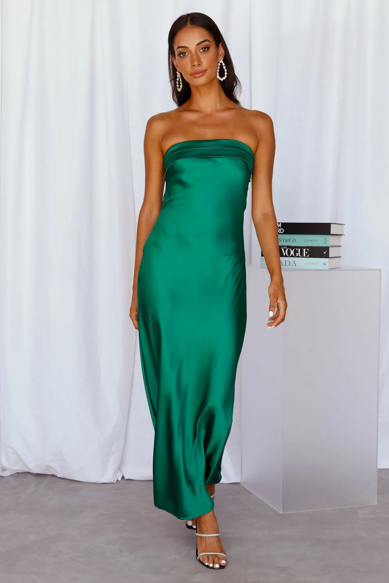 Coolness Calling Satin Maxi Dress Green sold by Hello Molly product image thumbnail 4