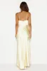 Welcome Spring Satin Maxi Dress Yellow sold by Hello Molly