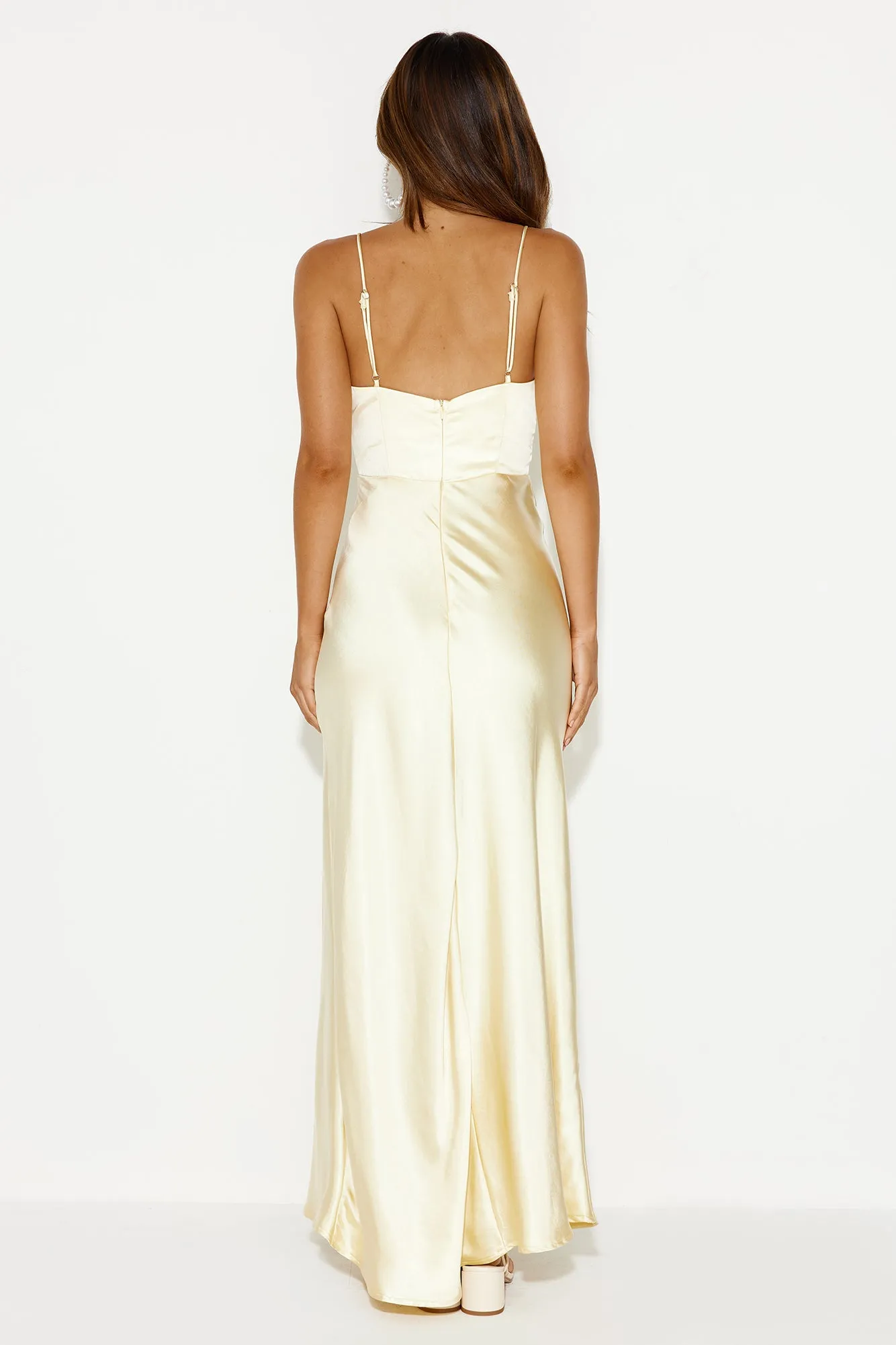 Welcome Spring Satin Maxi Dress Yellow sold by Hello Molly product image thumbnail 5