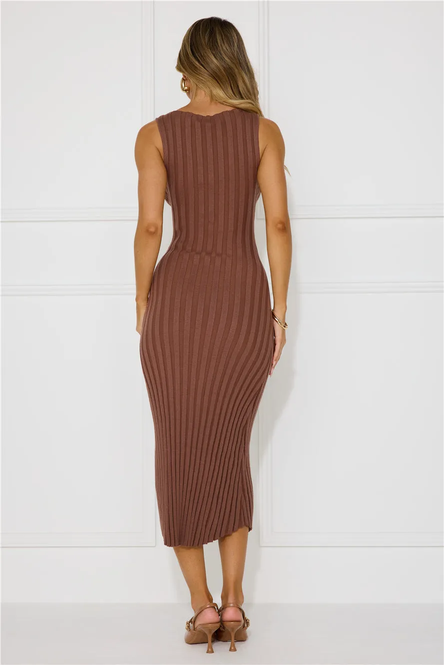 Sent With Love Ribbed Midi Dress Brown sold by Hello Molly product image thumbnail 5