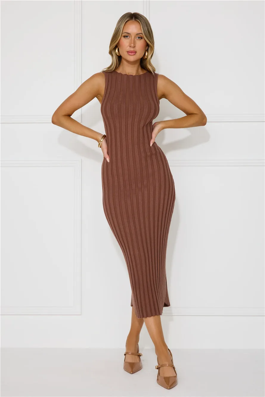 Sent With Love Ribbed Midi Dress Brown sold by Hello Molly product image thumbnail 2